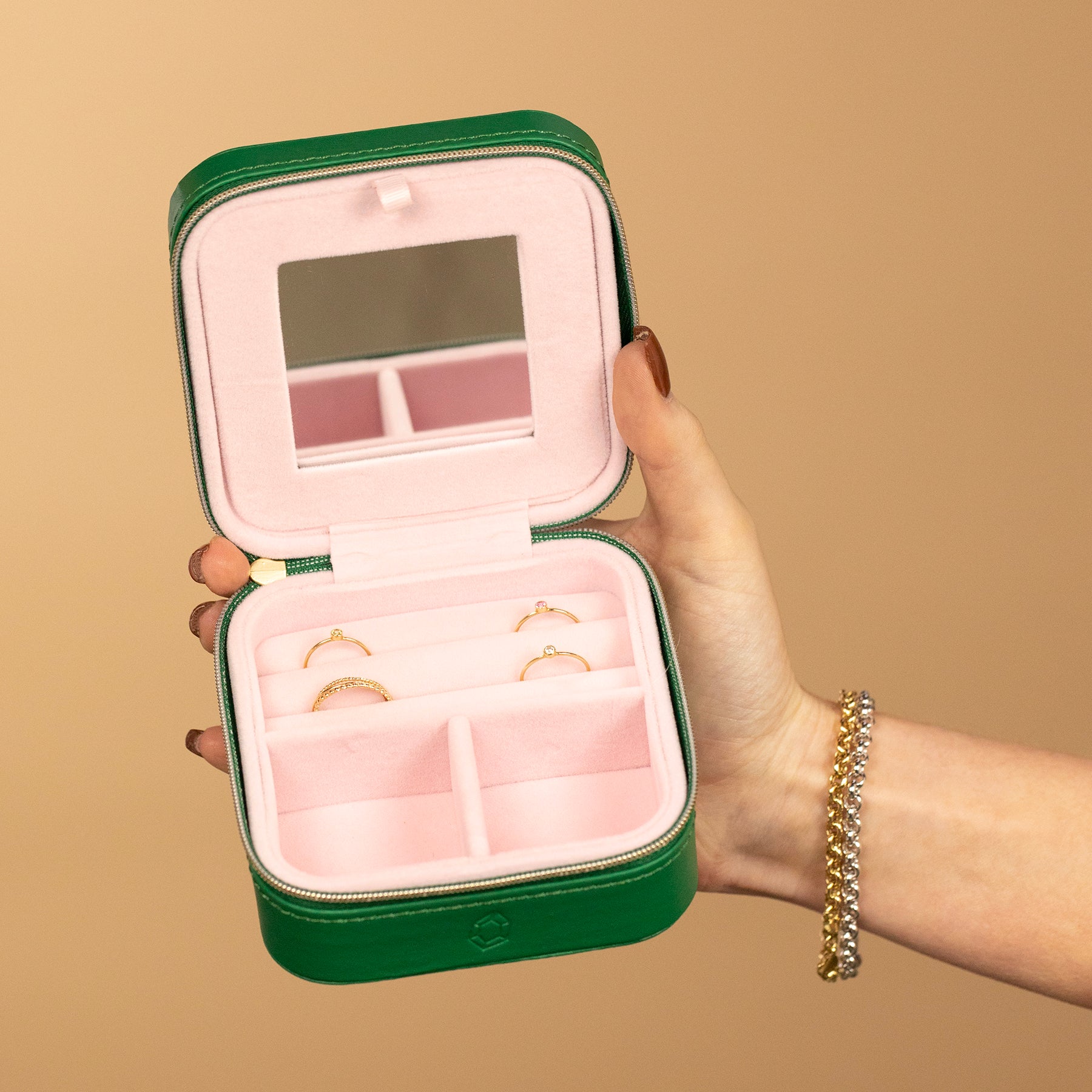 Travel Jewelry Case - Green/Pink – Maya Brenner