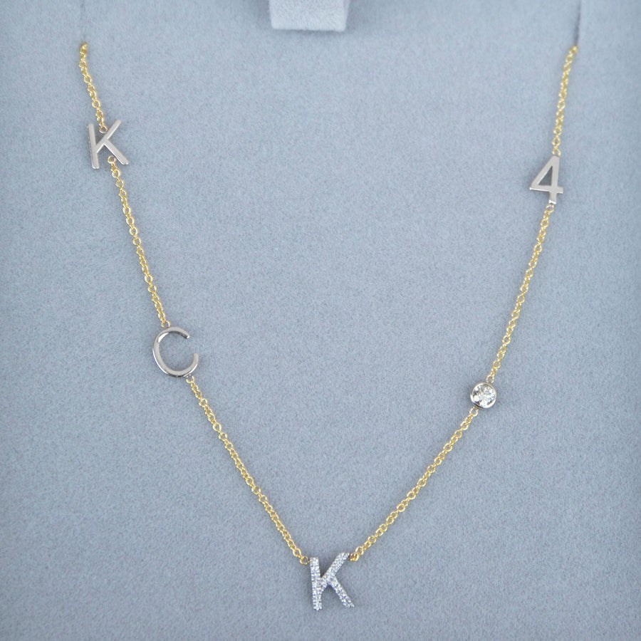 Custom Mixed Gold Necklace - 5 Letter