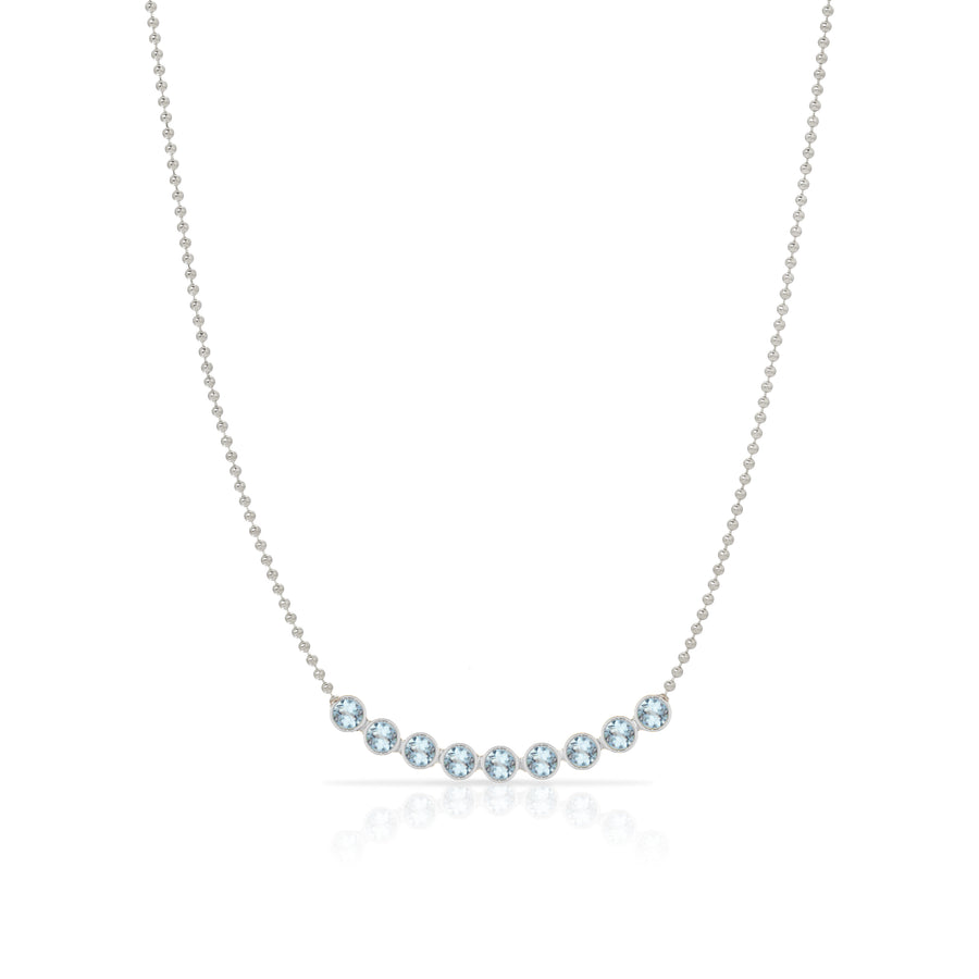 Birthstone Arc Layering Necklace - White Gold