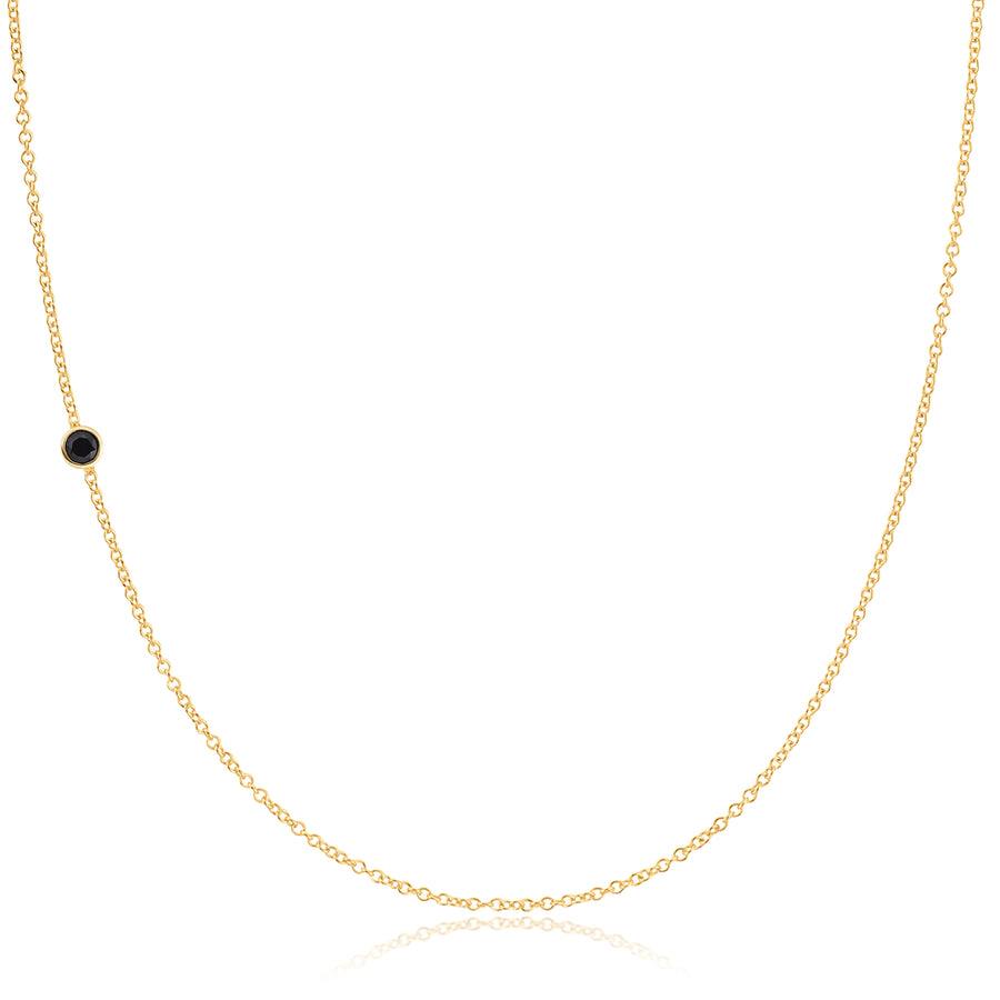 14K Gold Asymmetrical Birthstone Necklace - Onyx (August)