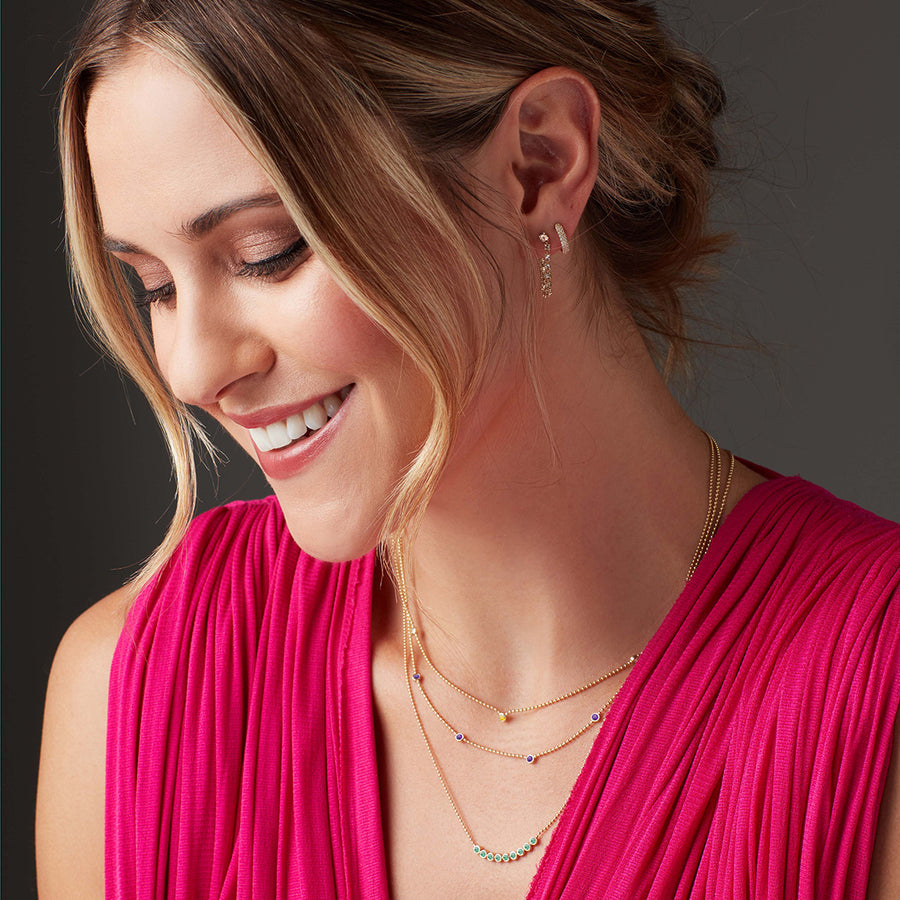 Birthstone Arc Layering Necklace - Yellow Gold