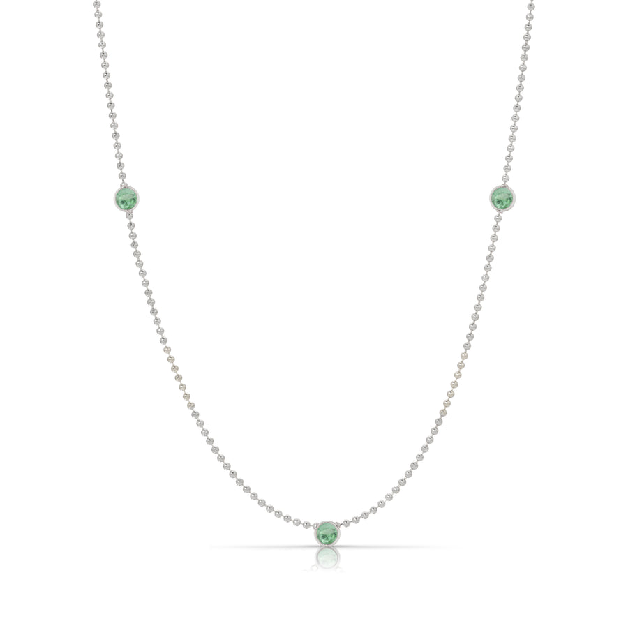 Triple Birthstone Layering Necklace - White Gold
