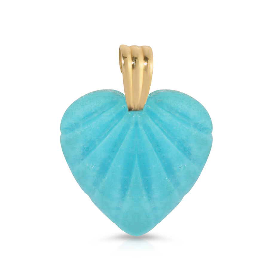 Etched Turquoise Heart Charm